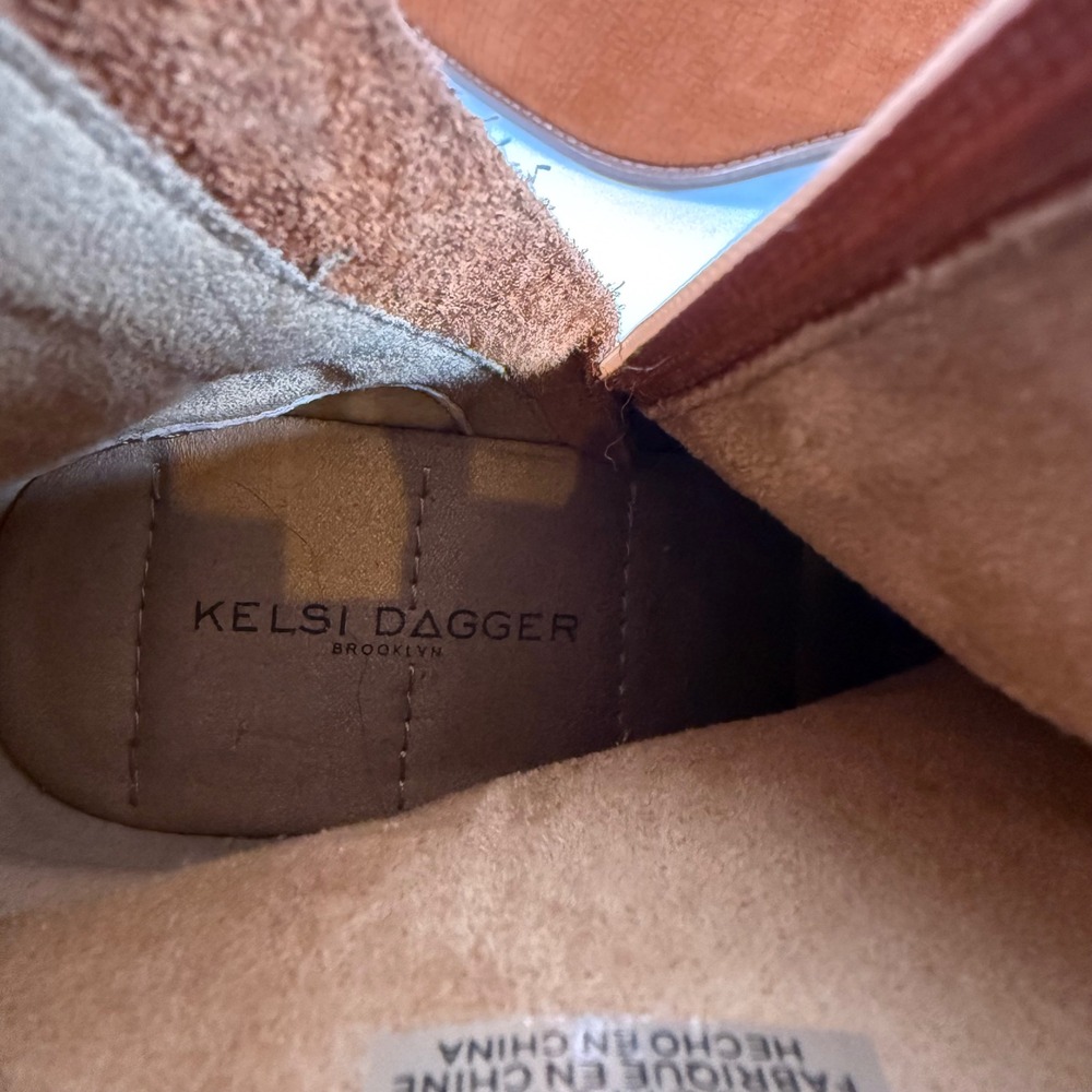 NWOT Kelsi‎ Dagger Brooklyn Milly Booties Ankle Boots 8 Cognac Suede Pointed Toe - Picture 4 of 10